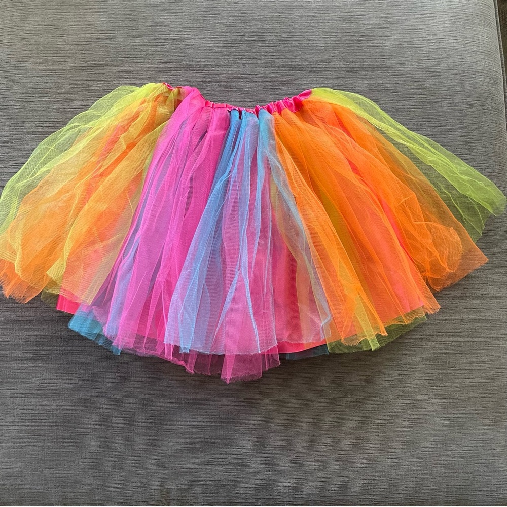 Women’s Bright Rainbow 3-Layer Tutu Skirt Adult Size M–XL